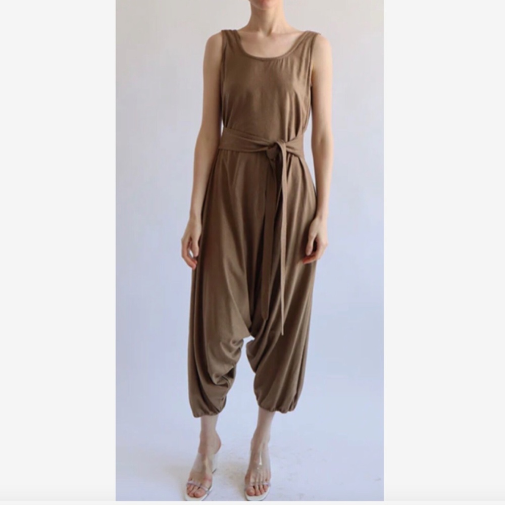 Electric Feathers brown raw silk jumpsuit